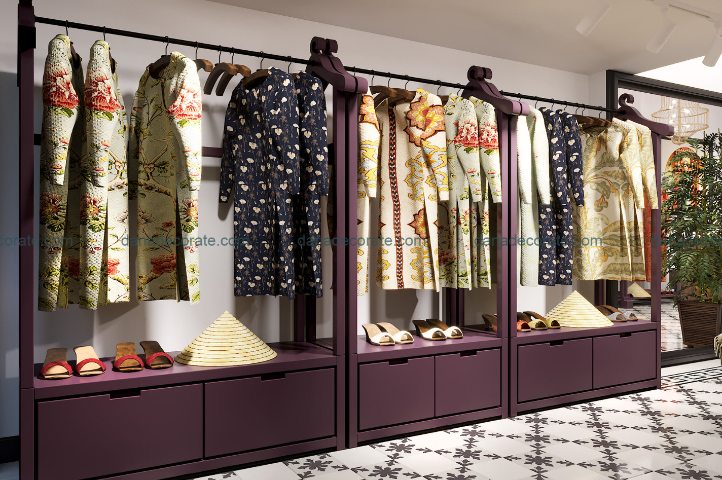 Thiết kế thi công nội thất shop áo dài truyền thống phong cách kết hợp hiện đại và tân cổ