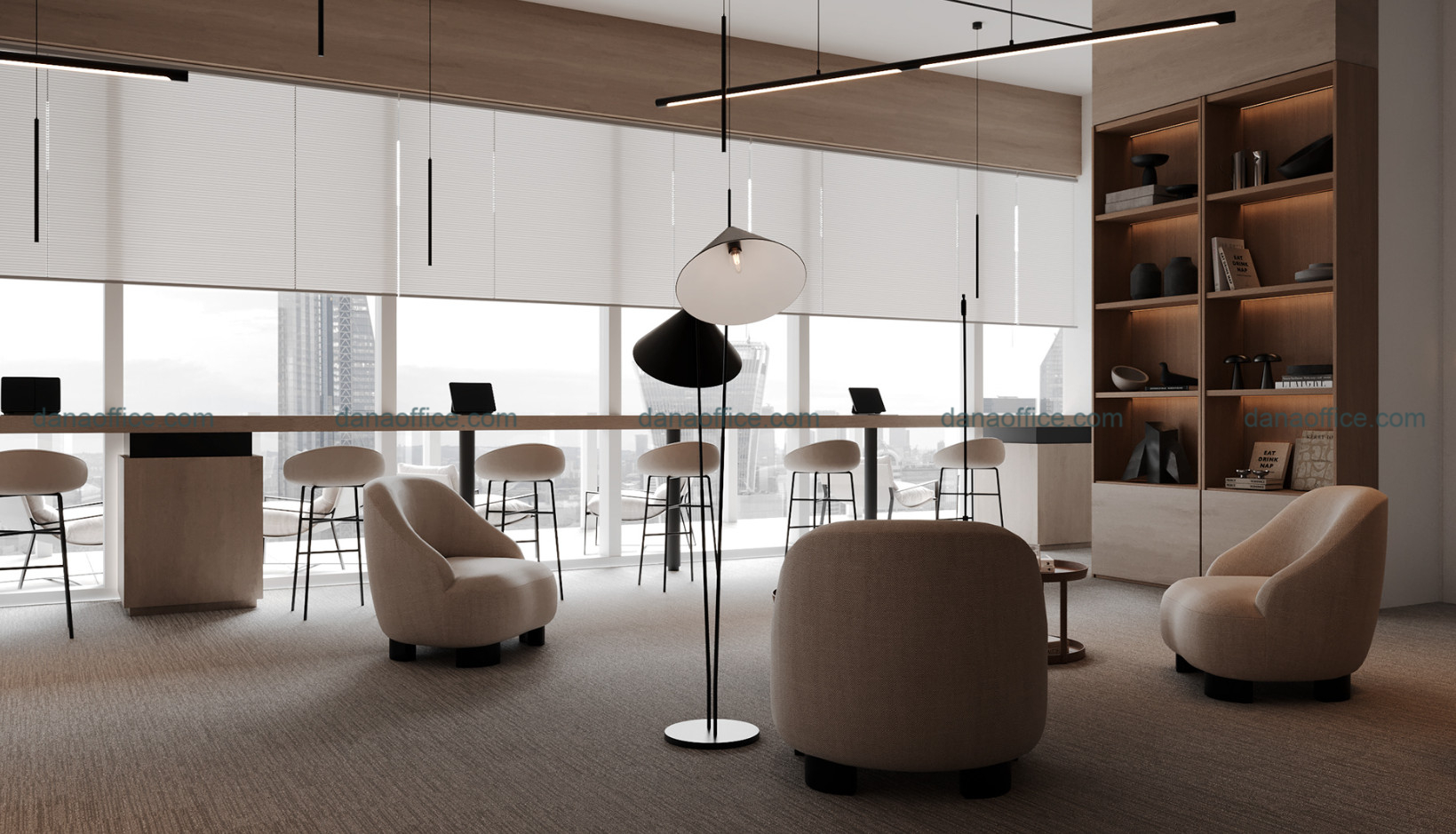 Không gian văn phòng có ánh sáng tự nhiên. 