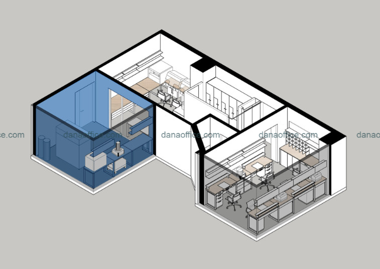 Bản thiết kế của Thiết Kế Dana văn phòng 70m2 mang phong cách hiện đại