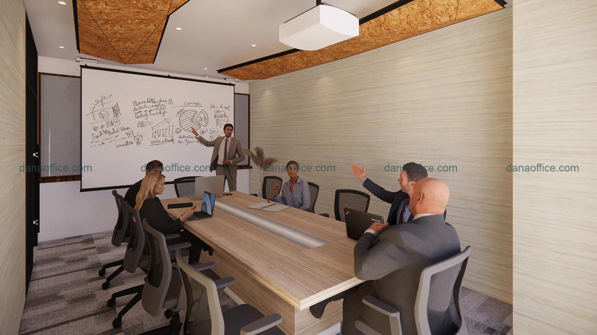 Văn phòng 3D thiết kế chi tiết với góc nhìn trực quan